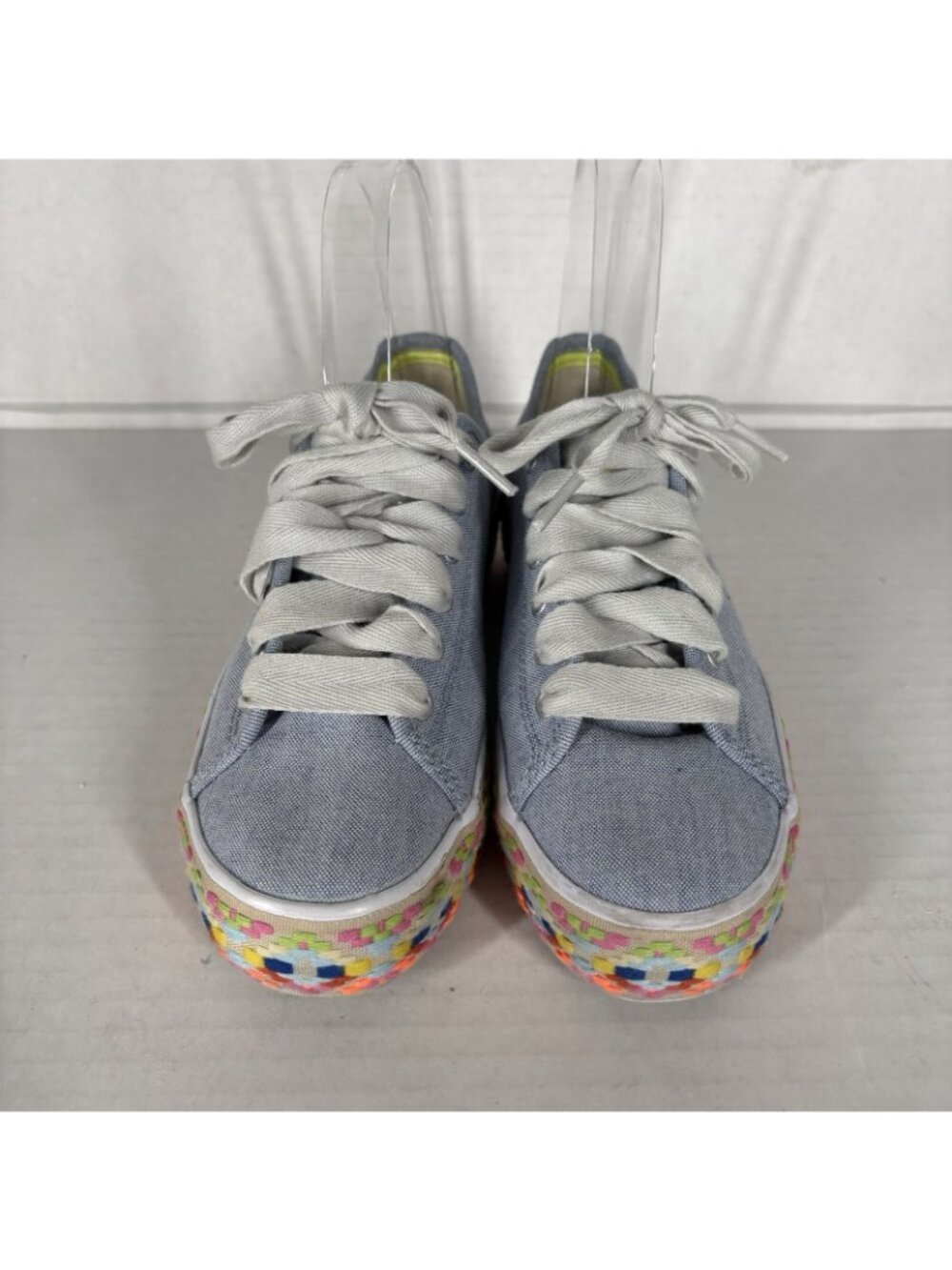 Keds Women 6 Blue Aztec Geo Embroidered Triple Kick Canvas Platform Sneakers - Picture 6 of 13